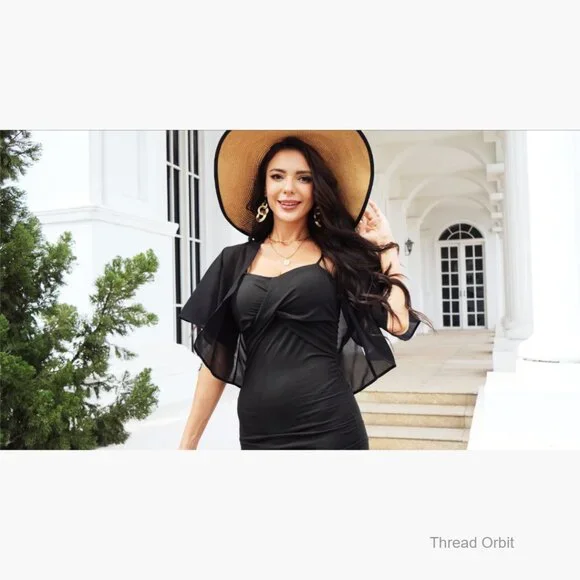 Chiffon Shrug Cardigan Short Sleeve Open Front Bolero for Evening Dressy - Picture 7 of 7